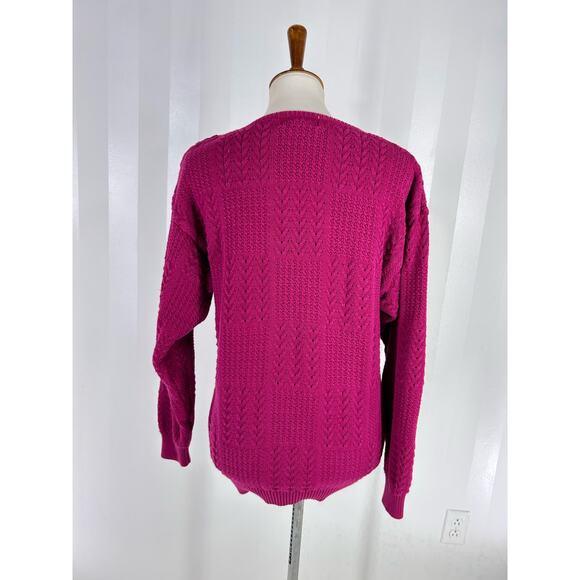 SADDLEBRED Women’s Fuchsia Textured Sweater Sz L - Picture 4 of 8